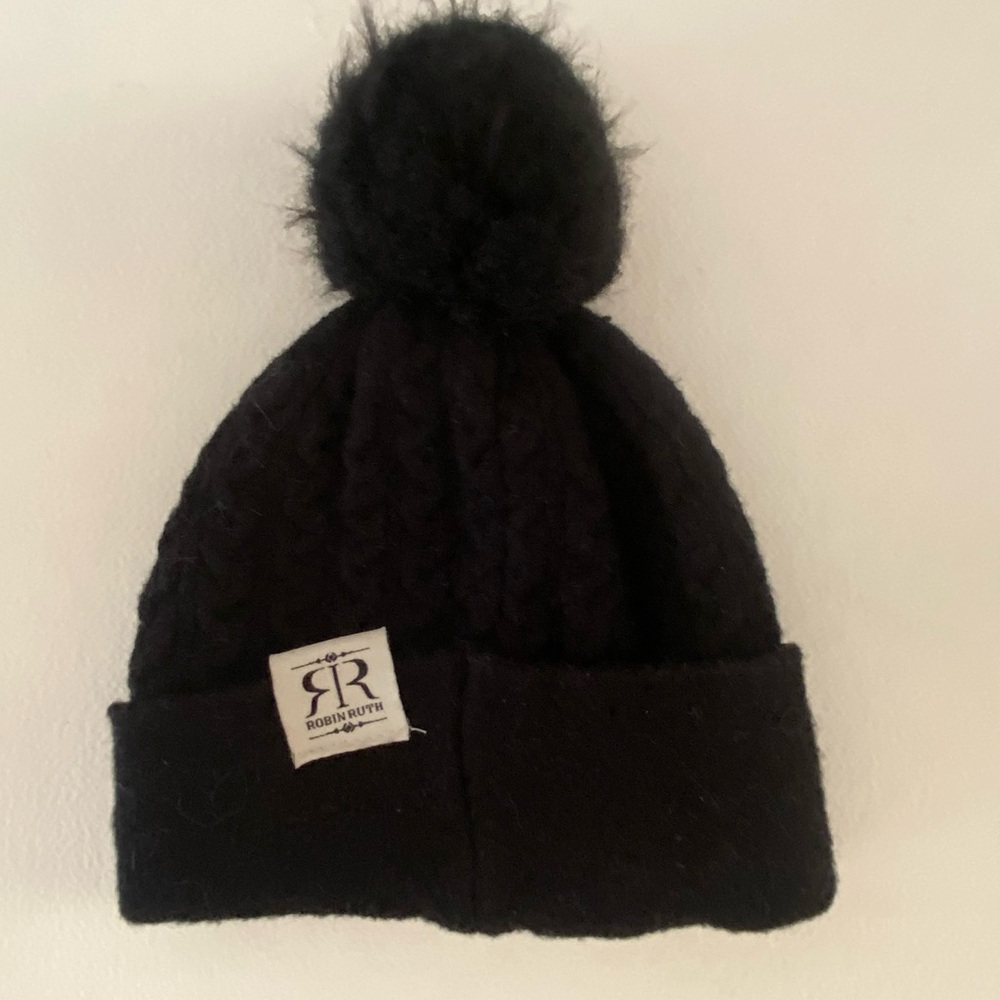 Robin Ruth Black Knit Beanie with Pom-Pom - Picture 6 of 9